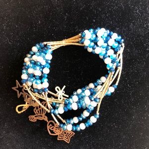 Women’s Bracelet Set Blue/white Stretchable-New